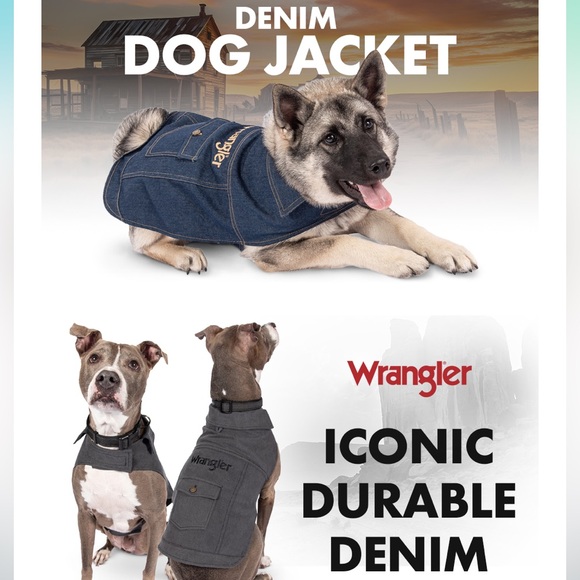 Wrangler Dog Jacket, Denim Dog Vest with Leash Hole Cozy Warm Perfect Dog Outfit - Picture 9 of 16